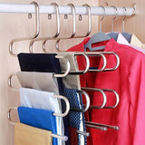 1PC Stainless Steel Pants Rack Five-Layer Multi-Functional Hanger Multi-Layer Pants Storage Rack Home