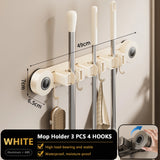 Space Aluminum Suction Cup Mop Rack Punch-Free with Buckle Clamp Mop Rack Wall-mounted Removable Hook Mop Clip Balcony Bathroom