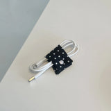 Y2k Japanese Earphone Decoration Accessories Handmade Fabric Star Wave Point Earphone Storage Bag Data Cable Organizer