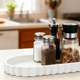 Silicone Bathroom Oval Tray, Decorative Vanity Trays, 12in x 5in, Sponge Holders, Kitchen Countertop/Sink Organizers, Perfumes, Plants, Lotion Bottles, Soap, Jewelry & Key Trinkets, Marble Pattern