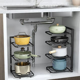 Height Adjustable Heavy Duty Pot and Pan Organizer Rack for under Cabinet and Under Sink Organizers and Storage