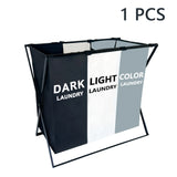 3 Sections Divided Laundry Basket Large Laundry Hamper Foldable Washing Bin Dirty Cloth Storage Bag Home Storage