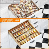 Staged Spice Drawer Organizer Adjustable Acrylic Spice Jars Rack Tray Expandable Seasoning Organizer Cabinet Kitchen Shelves