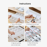 10Pcs Drawer Dividers,Adjustable Divider Drawer, Drawer Organiser System, Drawer Divider for Cupboard, Underwear, Socks