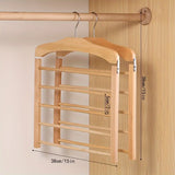 Solid Wood Multifunctional Multi-tier Trouser Rack Household Wooden Coat Rack Towel Scarf Tie Storage Rack Flocking Non-marking