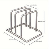 1pc Space-Saving Stainless Steel Pot Lid and Cutting Board Organizer Combo - Heavy-Duty Countertop Rack, kitchen organizer