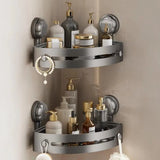 Suction Cup Bathroom Shelf Wall Mounted Three-story Storage Organizer Strong Load-bearing Stainless Steel Wall Corner Shelf