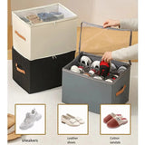 Multiple Lattices Shoes Storage Box Foldable Separated Shoes Box Large Capacity With Handle Shoe Dispenser Shoes Organizer