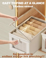 Foldable Clothes Storage Box with Transparent Window, Oxford Cloth, Household, Dustproof, 1Pc