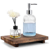 Wood Tray Pedestal Stand Farmhouse Bathroom Decor Decorative Wooden Riser Kitchen Soap Dish Holder for Vanity, Counter, Sink