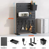 Desktop pegboard storage kit: Stand-up clip - on panels, perfect for home office and study storage.
