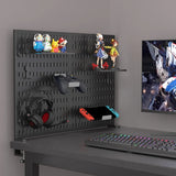 Desktop pegboard storage kit: Stand-up clip - on panels, perfect for home office and study storage.