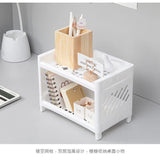 Desktop Double Plastic Storage Shelf Office Stationery Cosmetics Storage Box Kitchen Bathroom Storage Shelf