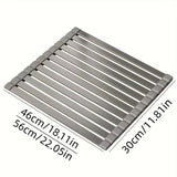 Foldable Heavy Duty Roll-Up Dish Drainer - Space Saving Adjustable Height Heat Resistant and Detachable Sink Storage Rack Withr