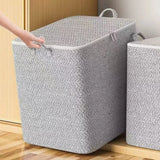 1PC Large Foldable Storage Box with Lid, Heavy-Duty Collapsible Non-Woven Fabric Chest for Under Bed, Wardrobe & Moving