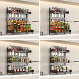 2/3 Tier Spice Storage Rack for Countertop Adjustable Spice Organization for Cabinet Kitchen Organizer Metal Shelf Black