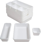 18 Pcs Interlocking Drawer Organizer Set - White Plastic Dividers for Kitchen, Office, Bathroom