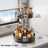 360° Rotating Kitchen Spice Rack Carbon Steel Lazy Susan Turntable Organizer for Pantry Cabinet Countertop
