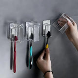 1 Piece Stainless Steel Toothbrush Wash Cup Holder, Home Perforation-Free, Wall-Mounted, Bathroom Shelf Storage Rack