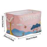 Large Capacity Clothing Sorting Box with Rope HandleCartoon Folding Linen Storage Basket for Toys Underwear Socks Organizer