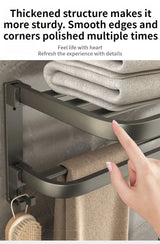Upgrade And Thicken Grey/Black 50CM-60CM Folding Aluminum Towel Rack Holder With Hook Towel Holder