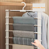 7 Layers Stainless Steel Pants Hanger Space Saving Closet Organizer Trousers Rack Non-Slip Wardrobe Storage Clothes Rack