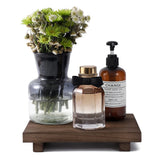 Wood Tray Pedestal Stand Farmhouse Bathroom Decor Decorative Wooden Riser Kitchen Soap Dish Holder for Vanity, Counter, Sink