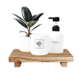 Wood Tray Pedestal Stand Farmhouse Bathroom Decor Decorative Wooden Riser Kitchen Soap Dish Holder for Vanity, Counter, Sink