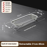 Stainless steel specialized drain basket Kitchen sink retractable vegetable washing basin Drain rack tableware drain rack