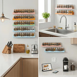 Spice Rack Wall Mounted, Colorful Plastic Seasoning Organizer Shelf, No Drilling Kitchen Storage Rack for Spices Jars and Condiments