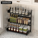 2/3 Tier Spice Storage Rack for Countertop Adjustable Spice Organization for Cabinet Kitchen Organizer Metal Shelf Black