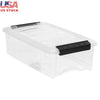 5QT Clear Modular Storage Box with Handle and Buckle Latches Stackable Organizing Bedroom Craft Supplies Office Items