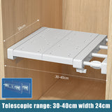 Adjustable Closet Shelf Kitchen Extendable Storage Tension Rod Rack Organizer DIY Wardrobe Divider Cabinet Space Saving