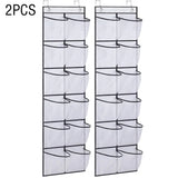 12 Pockets Over the Door Shoe Organizer Large Mesh Pockets With 2 Hooks Transparent Fabric Shoe Rack Storage Bag For Bedroom