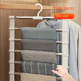 1pc Stainless Steel Space-Saving Foldable Pants Hangers for Jeans, Leggings & Trousers - Closet Organizer