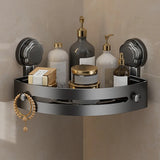 Suction Cup Bathroom Shelf Wall Mounted Three-story Storage Organizer Strong Load-bearing Stainless Steel Wall Corner Shelf