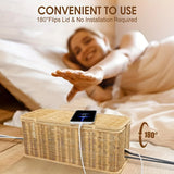 Handcrafted Rattan Cable Management Box Durable Rattan CableStorage Basket Cords Hider Box Desk Cord Organizer Space-Saving