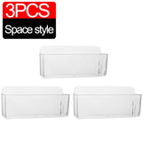 Transparent Wall-Mounted Cosmetic Organizer Self-Adhesive Cabinet Storage Box for Lipstick Jewelry Makeup-Adjustable Bathroom