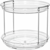 LAMU 2 Tier Lazy Susan Turntable Organizer 9.25'' Rotating Spice Rack Organization for Cabinet, Kitchen, Pantry, Countertop, Bathroom, Vanity, Medicine Cabinet Organizer, Clear