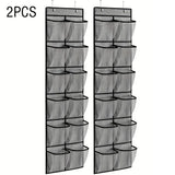 12 Pockets Over the Door Shoe Organizer Large Mesh Pockets With 2 Hooks Transparent Fabric Shoe Rack Storage Bag For Bedroom