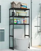 Over The Toilet Storage Cabinet, 3-Tier Metal Bathroom Organizer Shelf, Stable Freestanding Above Toilet Shelf for Laundry
