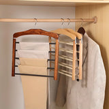Solid Wood Multifunctional Multi-tier Trouser Rack Household Wooden Coat Rack Towel Scarf Tie Storage Rack Flocking Non-marking