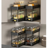 Large Capacity Seasoning Spcie Jar Racks Pull-out 2 Layers Plastic Storage Rack Multi-purpose Kitchen Organizer Cabinet Shelf