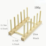 Wooden Dish Drainer Rack Kitchen Dishes Stand Plate Dish Drying Rack Pot Lid Racks Kitchen Organizer Drying Cups Display Shelf