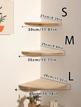Wall Corner Shelves Wood Floating Wall Shelf Round End Wall Mounted Floating Corner Shelf for Bedroom Living Room and Kitchen
