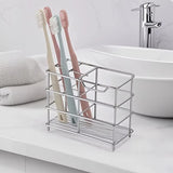 5-Slot Stainless Steel Toothbrush Holder - Space-Saving Freestanding Design, No Installation Required, Ideal for Bathrooms