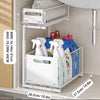Pull-Out Under Sink Organizer, 2-Tier Adjustable Height Sliding Shelf for Kitchen/Bathroom Cabinet Storage Black & White