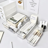 4PCS Desk Drawer Organizers Set Makeup Organizer Plastic Makeup Storage Clear Transparent Storage Box for Office Bathroom