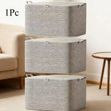 1PC Large Foldable Storage Box with Lid, Heavy-Duty Collapsible Non-Woven Fabric Chest for Under Bed, Wardrobe & Moving