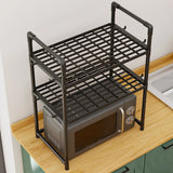 Extra Wide Microwave Stand - 2-Tier Heavy-Duty Kitchen Shelf for Oven Toaster & Spice Racks with Handrail Hooks Non-Slip